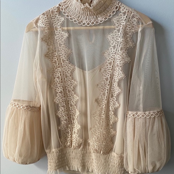 *NEW* Guess Dusty Pink Balloon Sleeve Top - Picture 1 of 5